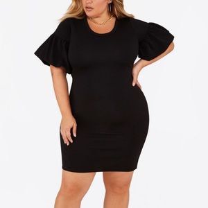 Puff sleeve sheath dress
